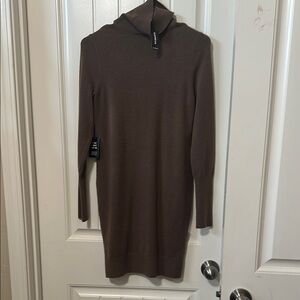 Elegant Brown Sweater Dress